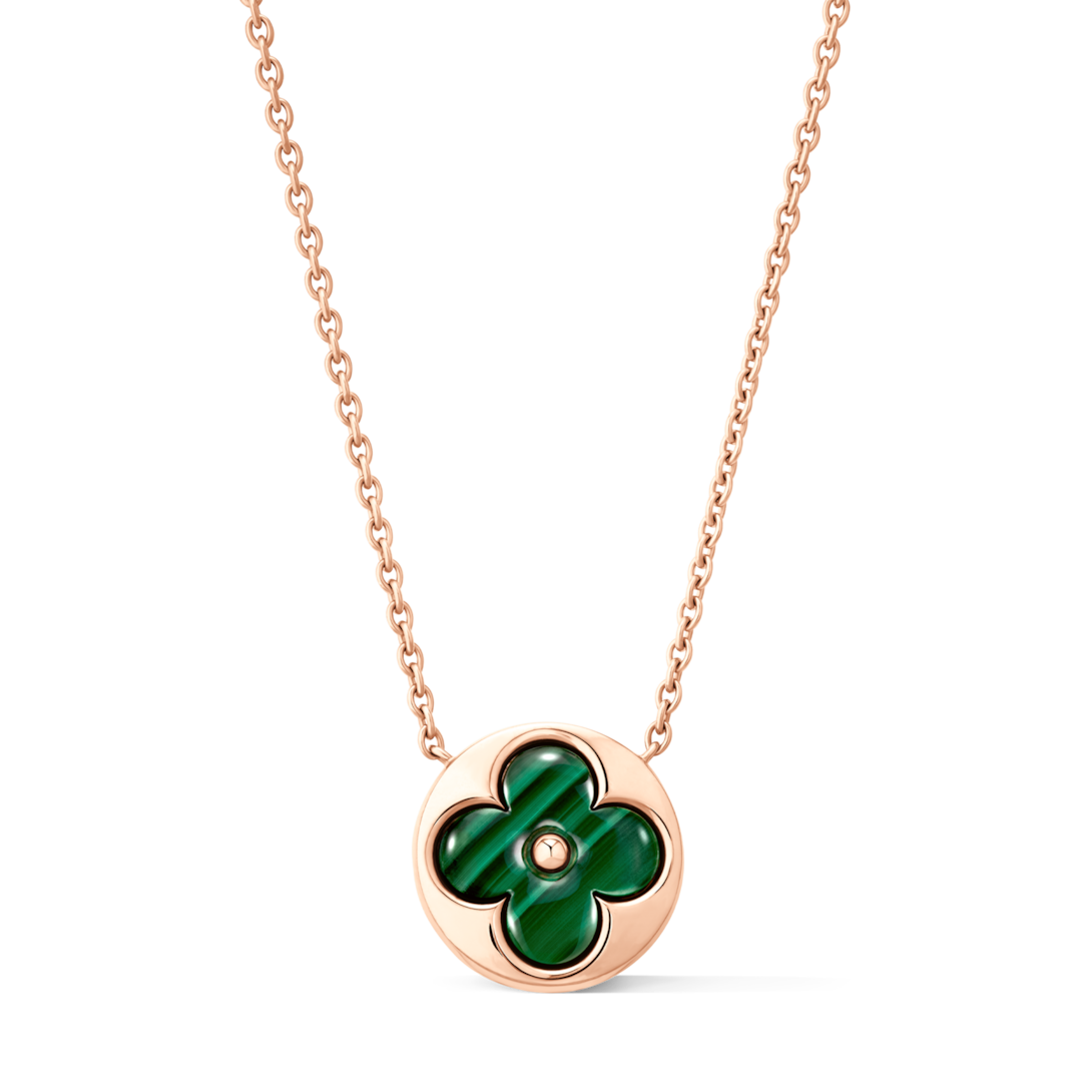 Color Blossom M Sun Pendant, Pink Gold and Malachite - Luxury